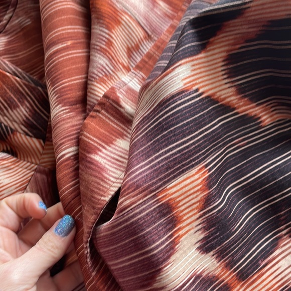 TRACY REESE sz6 drop waist sheath dress funnel neck silk & wool rust - Picture 7 of 7